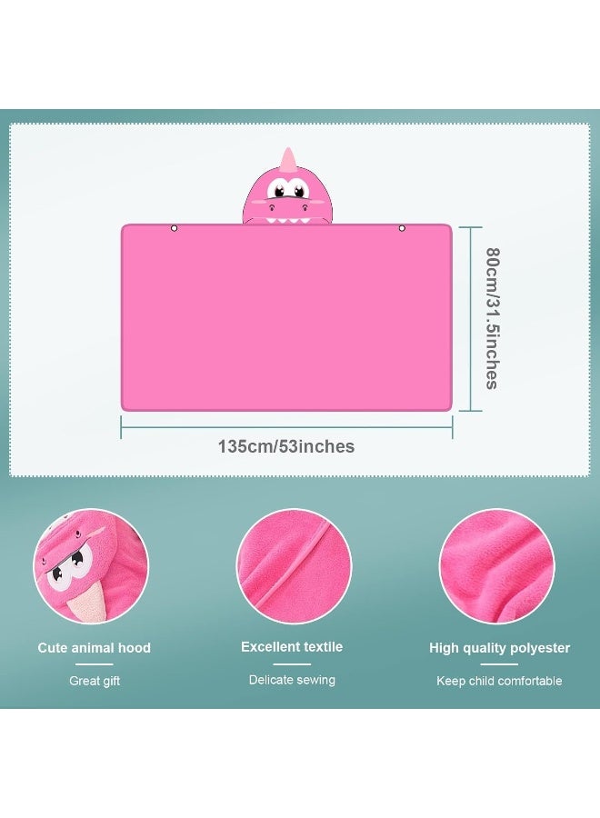 MICHLEY Cartoon Hooded Baby Towel Unisex, Premium Soft Swimming Bathrobe Large Washcloths 31.5" x 53" for 0-9T (Pink Dinosaur) - Image 3