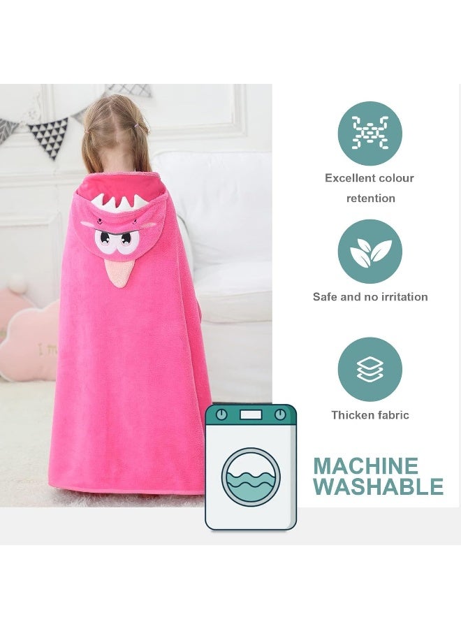 MICHLEY Cartoon Hooded Baby Towel Unisex, Premium Soft Swimming Bathrobe Large Washcloths 31.5" x 53" for 0-9T (Pink Dinosaur) - Image 4