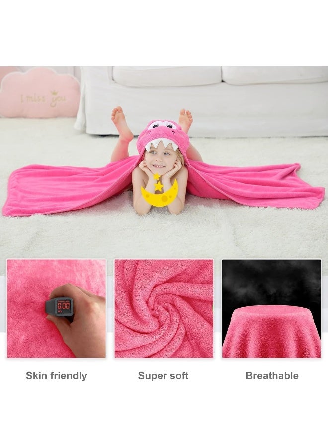 MICHLEY Cartoon Hooded Baby Towel Unisex, Premium Soft Swimming Bathrobe Large Washcloths 31.5" x 53" for 0-9T (Pink Dinosaur) - Image 2