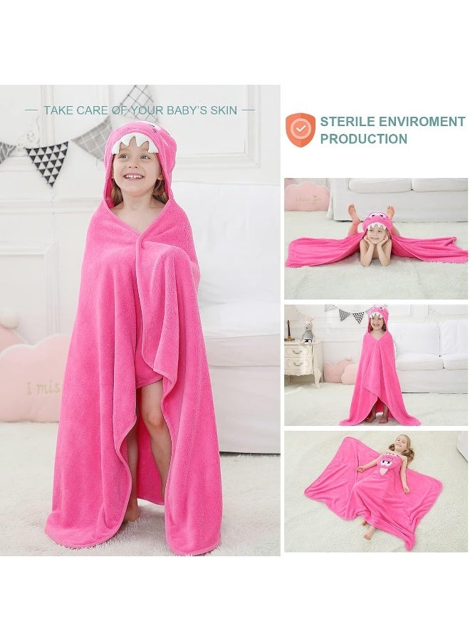 MICHLEY Cartoon Hooded Baby Towel Unisex, Premium Soft Swimming Bathrobe Large Washcloths 31.5" x 53" for 0-9T (Pink Dinosaur) - Image 5