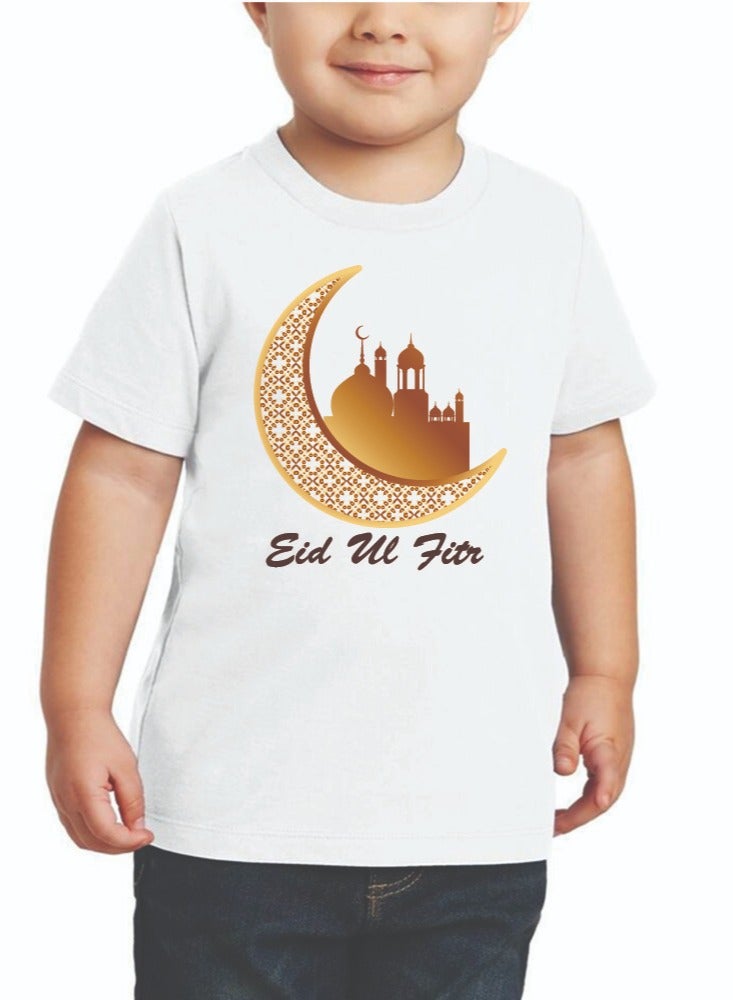 PRINTSHOP4ME Eid Mubarak Boys Cotton T-Shirt - Round Neck Short Sleeve Tshirt for Boys - Eid Gift for Kids - Fun and Festive Design for Eid Celebrations - Image 1