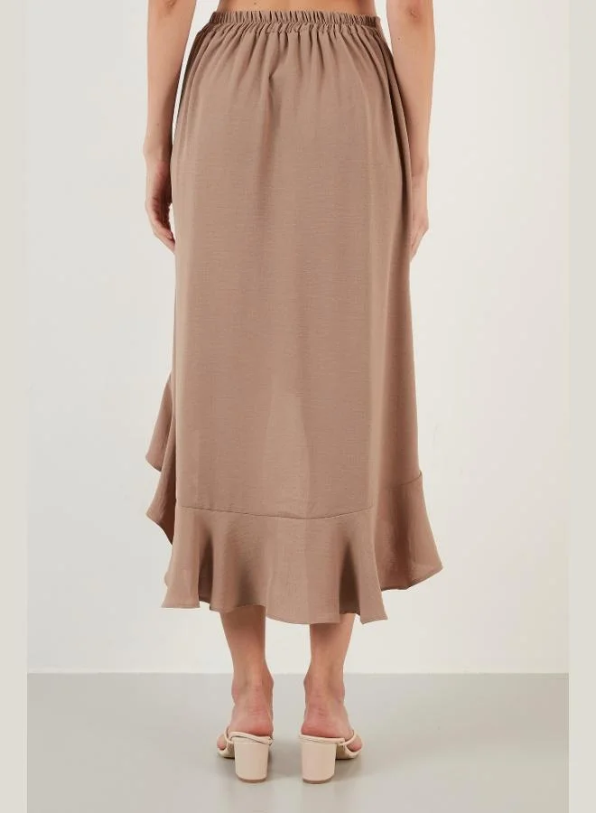 Lela  Lela Ruffled Midi Skirt with Slit Women's SKIRT 6058387 for Women | Best Price UAE