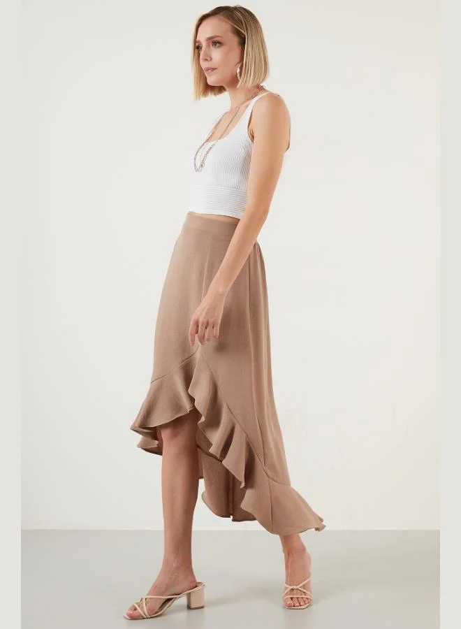 Lela  Lela Ruffled Midi Skirt with Slit Women's SKIRT 6058387 for Women | Best Price UAE