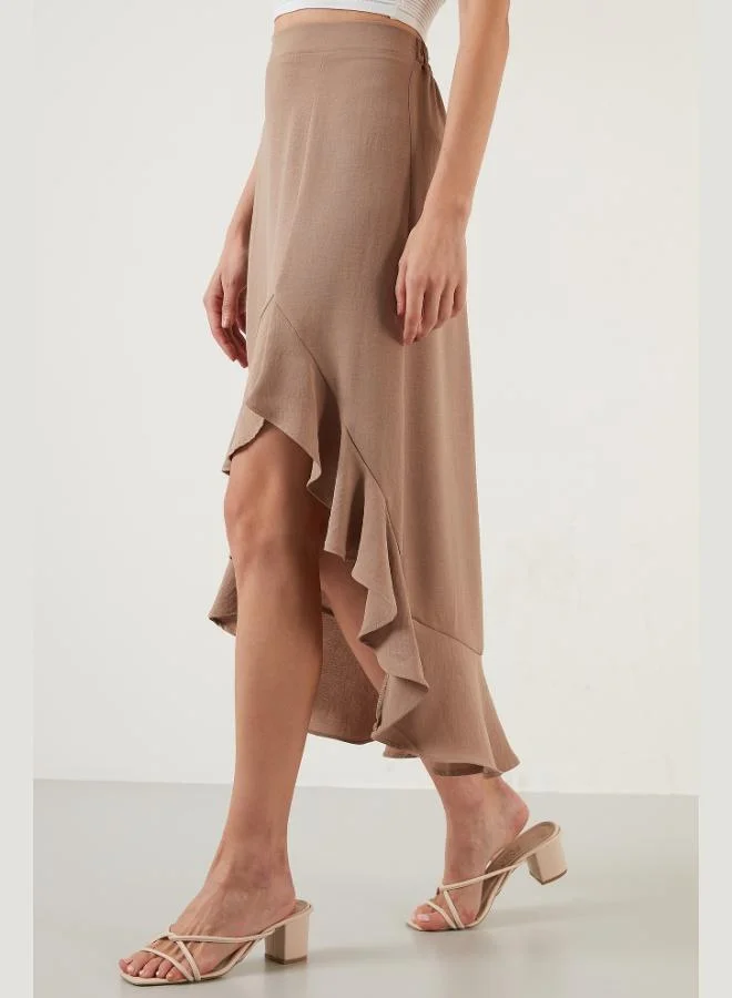 Lela  Lela Ruffled Midi Skirt with Slit Women's SKIRT 6058387 for Women | Best Price UAE