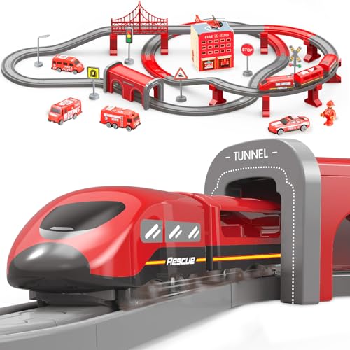 Wdmiya Train Set for Toddlers 92 Pcs Train Toys for Kids Ages 28 Electric Trains Sets with Tracks Magnetic Connection Battery Operated Trains Birthday Gift for 2 3 4 5 6 7 Years Old - Image 1