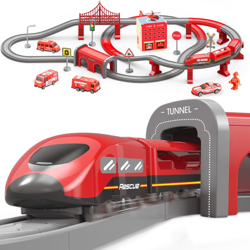 Wdmiya Train Set for Toddlers 92 Pcs Train Toys for Kids Ages 28 Electric Trains Sets with Tracks Magnetic Connection Battery Operated Trains Birthday Gift for 2 3 4 5 6 7 Years Old - Image 3