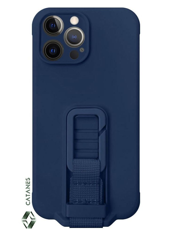 CATANES 2 Pack For iPhone 12 Pro Case Cover And Screen Protector With Strap And Adjustable Grip Case Blue - Image 3