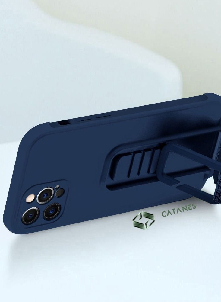 CATANES 2 Pack For iPhone 12 Pro Case Cover And Screen Protector With Strap And Adjustable Grip Case Blue - Image 4