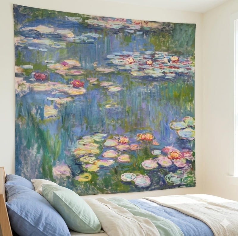Avinyl Monet Waterlily Wall Tapestry, Green Floral Plant Art Poster for Bedroom Girls Boys, Small Nature Flower Pond Wall Hanging, Watercolor Tapestries for Living Room Dorm Decor 39in X 51in - Image 4