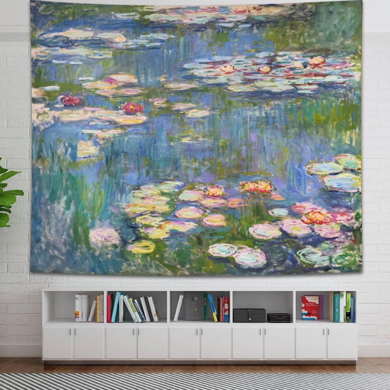 Avinyl Monet Waterlily Wall Tapestry, Green Floral Plant Art Poster for Bedroom Girls Boys, Small Nature Flower Pond Wall Hanging, Watercolor Tapestries for Living Room Dorm Decor 39in X 51in - Image 5