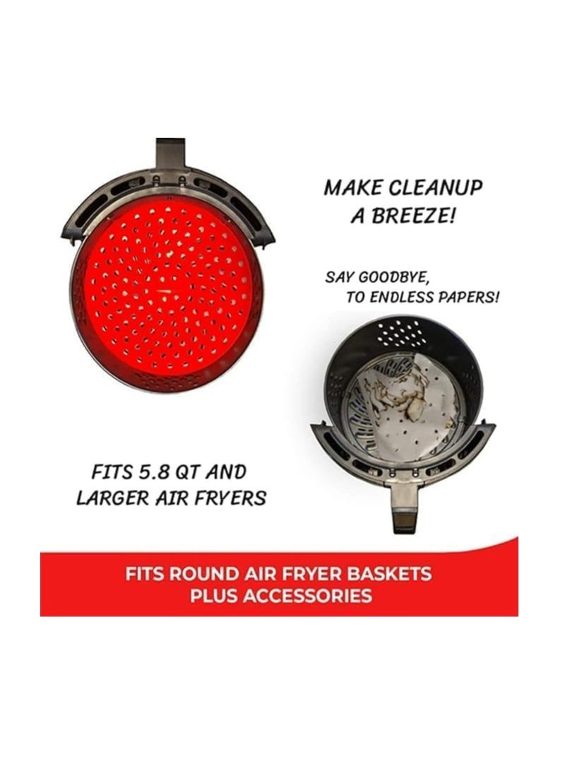 Set Of 2 Black And Red Colors Durable Material Air Fryer Basket Mat, Food Grade Universal Portable Silicone Pot Basket, Reusable No Stick Easy To Clean Pressure Cooker Pad, BPA free (Circular) - Image 2