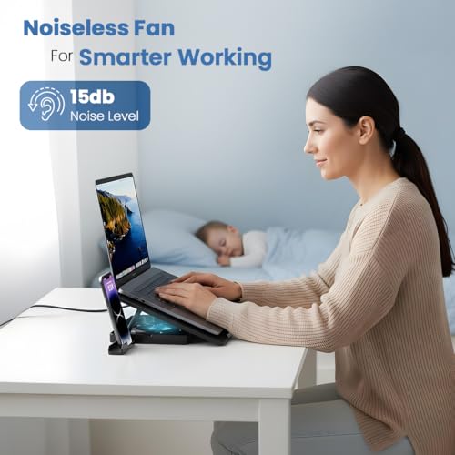 Lapcare Chillmate Powerful Laptop Cooler Pad with Dual 125mm Fans, Silent Operation Noiseless Fan, Dual USB Ports, 5 Step Retractable Stand and Removable Mobile Holder - Image 3