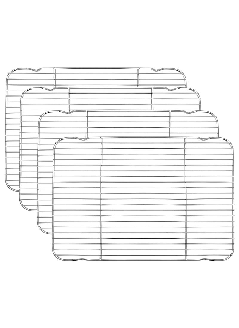 P&P CHEF PP CHEF Baking Cooling Rack Set for Cooking Roasting 4Piece Stainless Steel Wire Racks for Oven Use Healthy  Dishwasher Safe Rectangle 166 Inch 