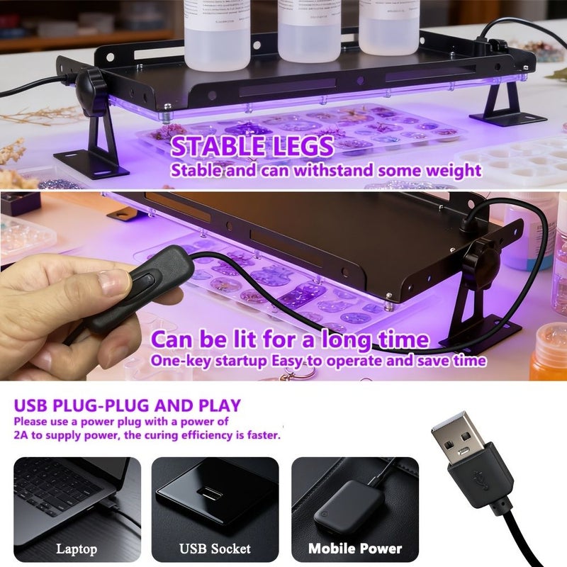مصباح UV مطوّر بـ 96 LED لتجفيف الراتنج مع حامل قابل للتعديل - Image 2