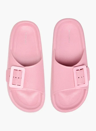 Flora Bella By Shoexpress Buckle Accent Slides