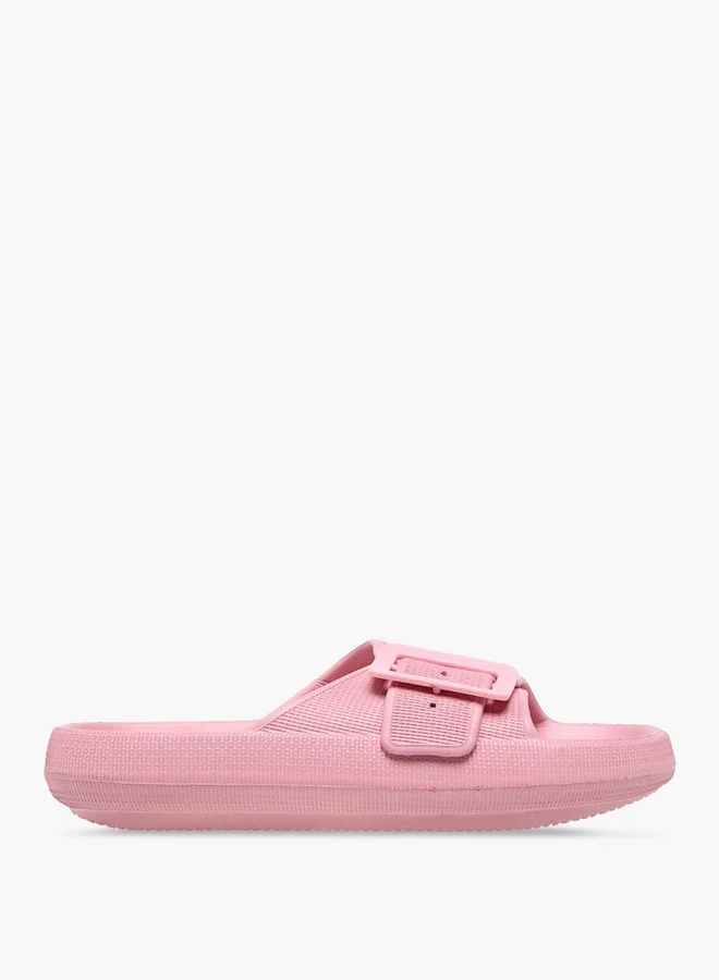 Flora Bella By Shoexpress Buckle Accent Slides