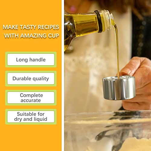 LEIFENY 1PCS 1/8Cup (30ml, 1oz) Single Measuring Cup with Black Silicone Grip, Stainless Steel Individual Measure Scoop Only - Image 5