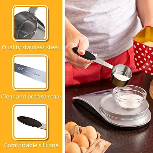 LEIFENY 1PCS 1/8Cup (30ml, 1oz) Single Measuring Cup with Black Silicone Grip, Stainless Steel Individual Measure Scoop Only - Image 3
