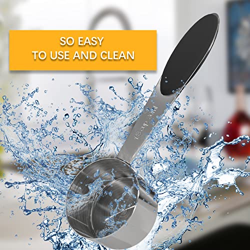 LEIFENY 1PCS 1/8Cup (30ml, 1oz) Single Measuring Cup with Black Silicone Grip, Stainless Steel Individual Measure Scoop Only - Image 4