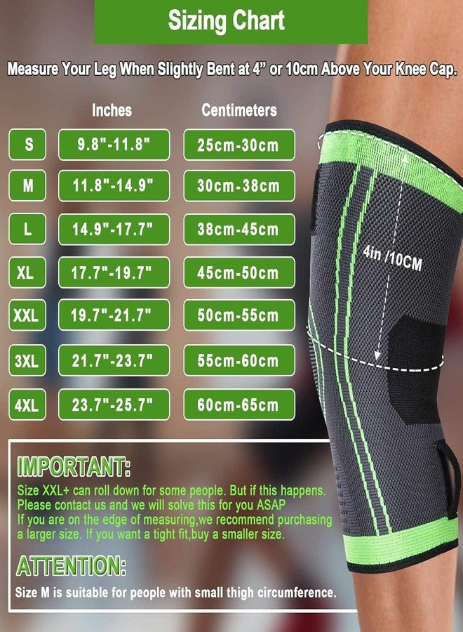 CHITDAX Adjustable Knee Compression Sleeve with Dual Cross Straps for Sports and Recovery - Grey and Green (Knee & Leg Braces(1)) - Image 2