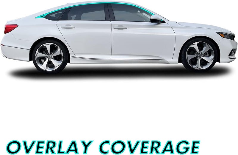 SlickMod غطاء فينيل أسود لإزالة الكروم SlickMod لزخرفة نوافذ هوندا أكورد سيدان 2018-2022 (أسود لامع) - Image 2