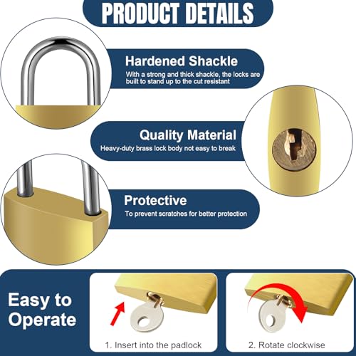 Yaocom 24 Pcs Solid Brass Keyed Padlock Small Yellow Gym Lock Strong Padlock with Key for Luggage Toolbox 30mm - Image 3