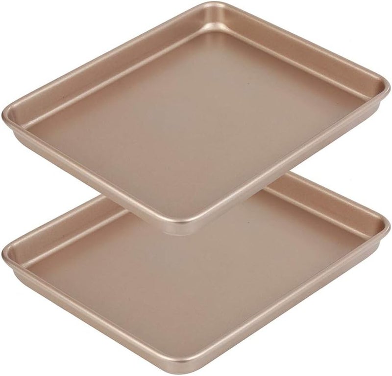 Walooza 11 Inch Baking Sheets Pan Nonstick Set of 2, Cookie Sheet Replacement Toaster Oven Tray，Deep Size 1 inch Bakeware, Non Toxic & Heavy Duty & Easy Clean - Image 1
