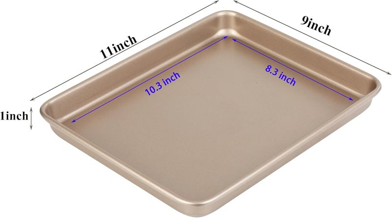 Walooza 11 Inch Baking Sheets Pan Nonstick Set of 2, Cookie Sheet Replacement Toaster Oven Tray，Deep Size 1 inch Bakeware, Non Toxic & Heavy Duty & Easy Clean - Image 2