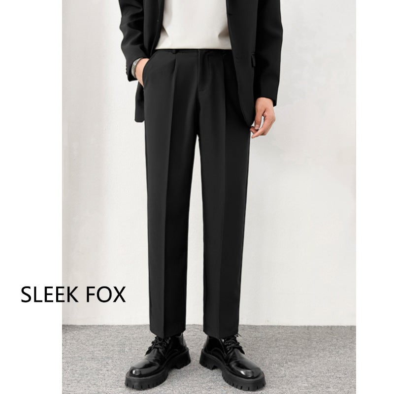 Summer Comfortable Breathable Light Mature Style Straight Solid Color Suit Pants Men Versatile Straight Loose Stylish Casual Pants - Image 2