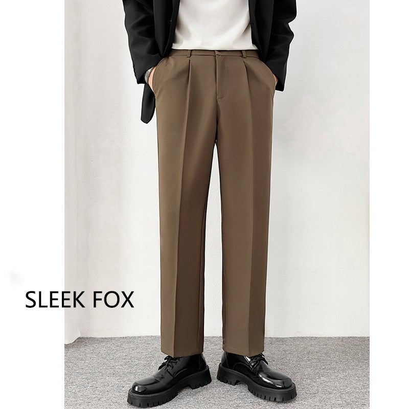 Summer Comfortable Breathable Light Mature Style Straight Solid Color Suit Pants Men Versatile Straight Loose Stylish Casual Pants - Image 5