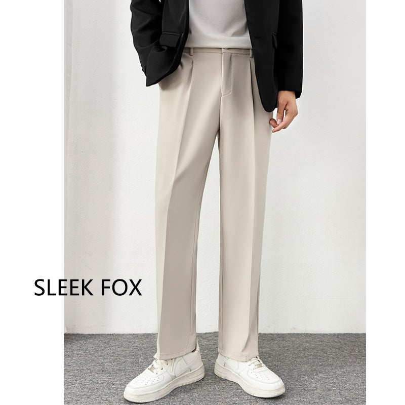 Summer Comfortable Breathable Light Mature Style Straight Solid Color Suit Pants Men Versatile Straight Loose Stylish Casual Pants - Image 3