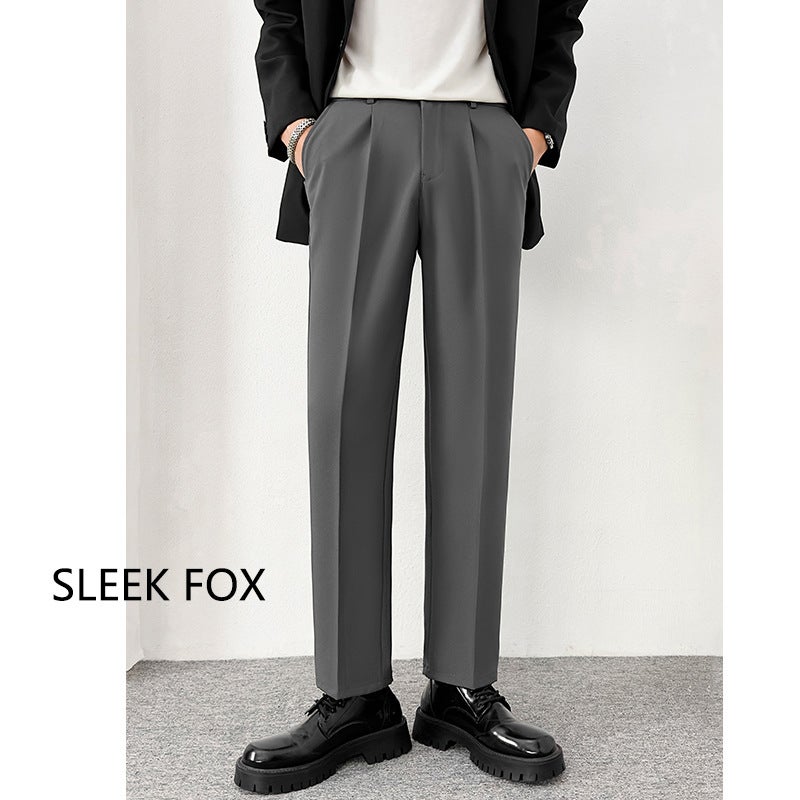 Summer Comfortable Breathable Light Mature Style Straight Solid Color Suit Pants Men Versatile Straight Loose Stylish Casual Pants - Image 4