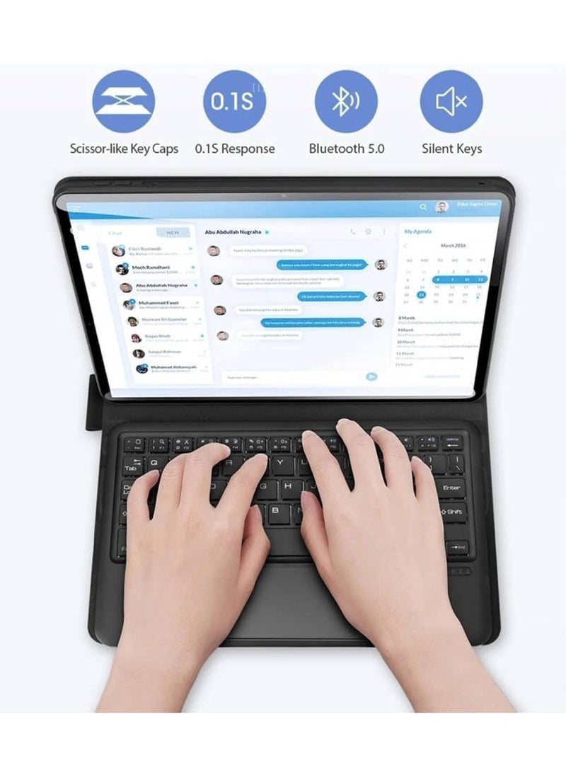 زومي غطاء Mi Pad 7 مع حافظة لوحة مفاتيح لجهاز Xiaomi Pad 7/7 Pro مقاس 11.2 بوصة، لوحة مفاتيح مغناطيسية قابلة للفصل، حامل قابل للتعديل، خفيف الوزن وقابل للحمل، غطاء واقٍ من الجلد الصناعي - أسود - Image 2