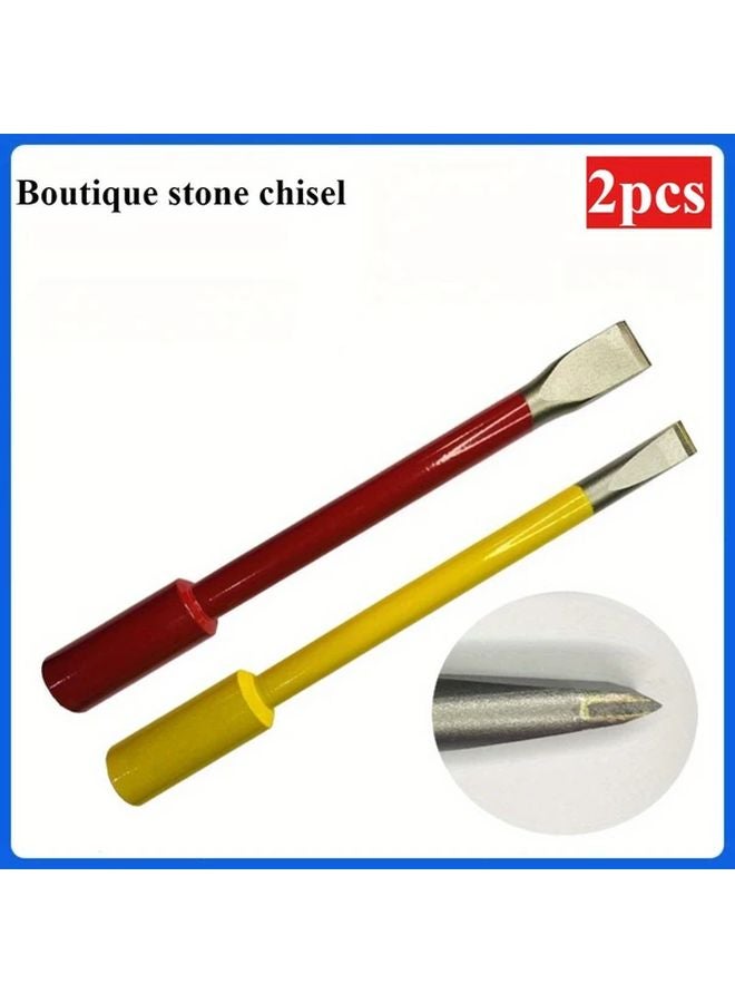 2pcs Chrome Vanadium Steel Hand Carving Chisel Cemented Carbide Masons Flat Head - Image 1