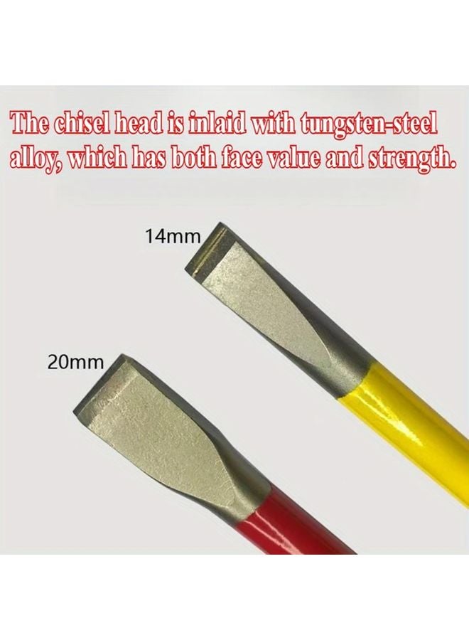 2pcs Chrome Vanadium Steel Hand Carving Chisel Cemented Carbide Masons Flat Head - Image 3