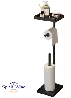 WangPangZi Toilet Paper Holder, Free Standing Toilet Roll Holder for 3-4 Rolls with Heavy Base, Tissue Paper Roll Dispenser Storage with Tray for Bathroom  - Image 1