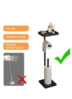 WangPangZi Toilet Paper Holder, Free Standing Toilet Roll Holder for 3-4 Rolls with Heavy Base, Tissue Paper Roll Dispenser Storage with Tray for Bathroom  - Image 3