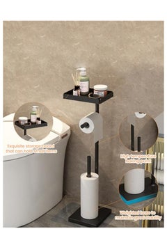 WangPangZi Toilet Paper Holder, Free Standing Toilet Roll Holder for 3-4 Rolls with Heavy Base, Tissue Paper Roll Dispenser Storage with Tray for Bathroom  - Image 4