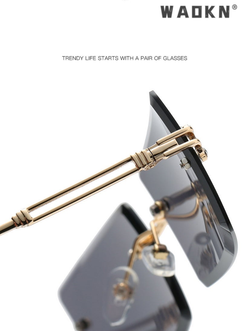 WAOKN Rimless Sunglasses for Women Men,Vintage UV Protection Rectangle Frameless Eyewear, Fashion Candy Color Eyeglasses，Rimless Sunglasses 90s Frameless Rectangle Tinted Lens Eyewear - Image 4