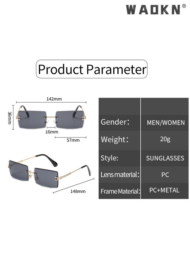WAOKN Rimless Sunglasses for Women Men,Vintage UV Protection Rectangle Frameless Eyewear, Fashion Candy Color Eyeglasses，Rimless Sunglasses 90s Frameless Rectangle Tinted Lens Eyewear - Image 5