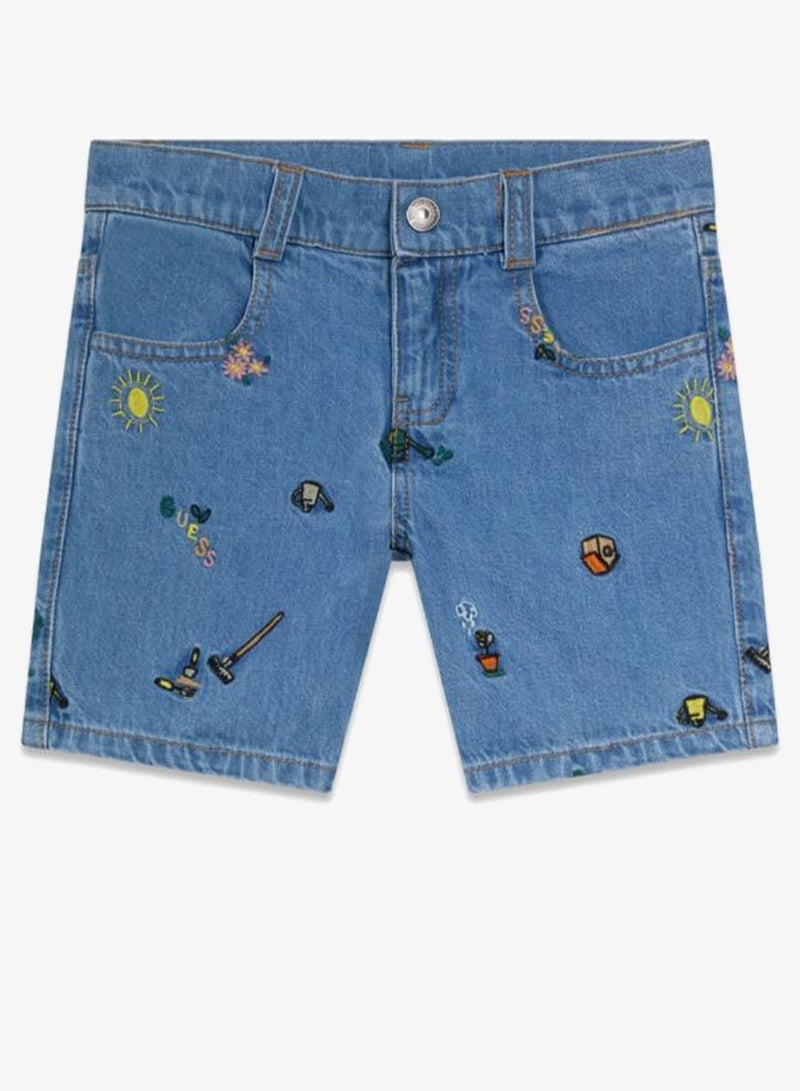 GUESS Infant Printed Denim Shorts - Image 1