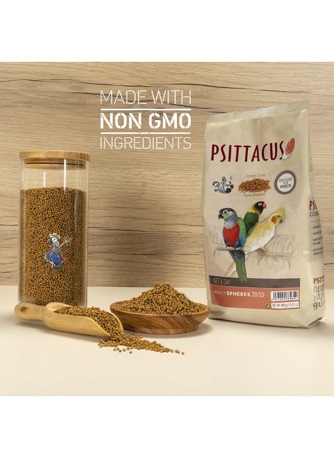 PSITTACUS - Psittacus Microspheres Wet & Dry 20/10 1.8 lb | for Chops and Salads Recipes, The Easiest One, Quick and Cold Preparation | Premium Pellet for Birds and Parrots, 100% Non-GMO - Image 1