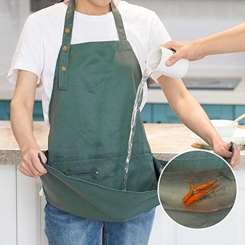 MORNITE Art Aprons for Painting Pottery Ceramics, Artist Apron Smock Mens Women Teaching Cooking Waterproof Green - Image 4