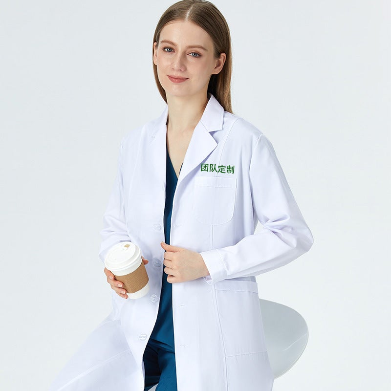Anti-Wrinkle White Coat For Women, Short-Sleeved Doctor'S Work Uniform, Laboratory Anesthesia-Specific Coat, Medical Student Long-Sleeved Coat For Men, Medical Staff - Image 3