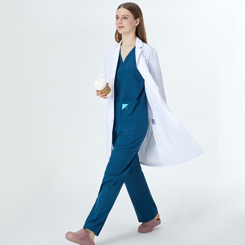 Anti-Wrinkle White Coat For Women, Short-Sleeved Doctor'S Work Uniform, Laboratory Anesthesia-Specific Coat, Medical Student Long-Sleeved Coat For Men, Medical Staff - Image 4