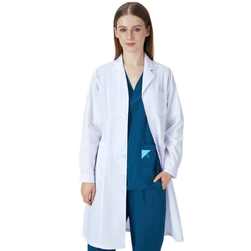 Anti-Wrinkle White Coat For Women, Short-Sleeved Doctor'S Work Uniform, Laboratory Anesthesia-Specific Coat, Medical Student Long-Sleeved Coat For Men, Medical Staff - Image 1