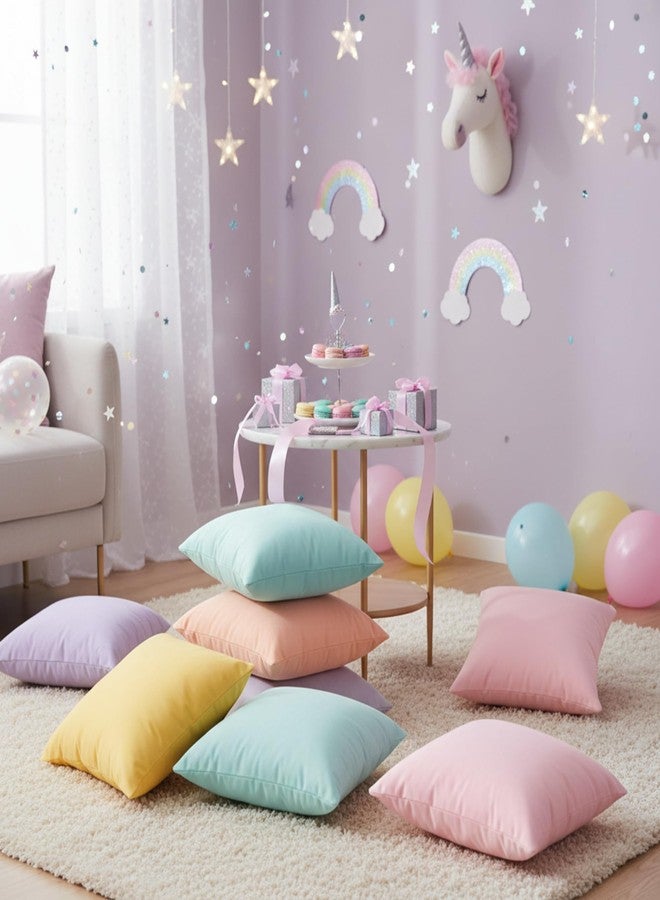 Mindoub 6 PCS Macaroon Classroom Calm Down Corner Throw Pillowcase 18x18 Inch Square Throw Pillow Covers Reading School Nursery Home Bedroom Playroom Decor Teacher Counselor(Covers Only) (Macaroon) - Image 4