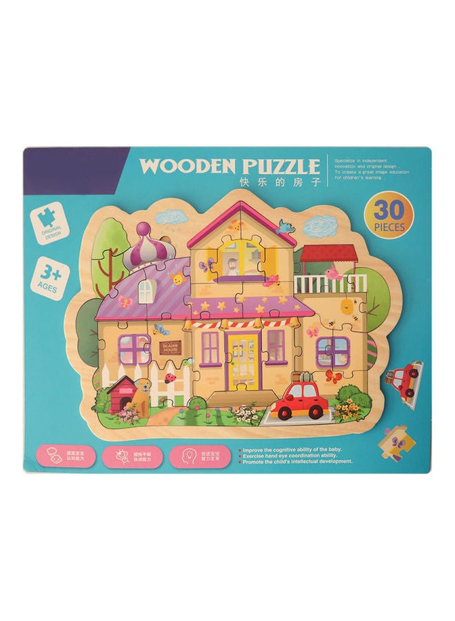 30-Piece Wooden House Jigsaw Puzzle Set - Image 1