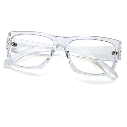 Peter Jones Clear Transparent Thick Frame Unisex Blue Light Blocking Computer Glasses (5487T) - Image 1