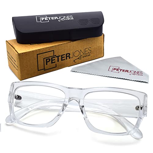 Peter Jones Clear Transparent Thick Frame Unisex Blue Light Blocking Computer Glasses (5487T) - Image 5